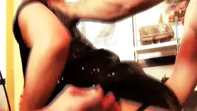 Three alluring sluts dressed in lingerie drill each other's asses.