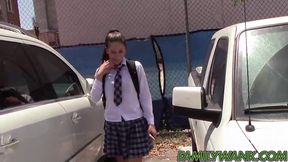 Naughty teen Lucy Doll gets her pretty face covered in jizz