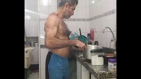 Na cozinha preparado um jantar gostoso