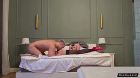 Petite milf Lara Frost gets her feet cummed on after a rough anal fucking