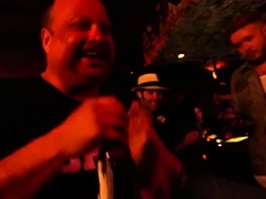 Dirty foot cleaning in public bar