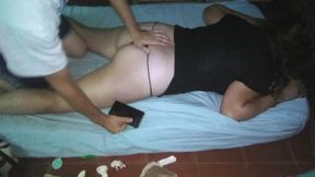 Amateur Latina gets her digits crossed while filming with the cell phone