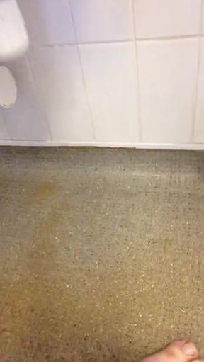 Naked wank in a pub toilet