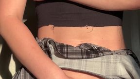 SUPER horny woman humps counter until she squirts