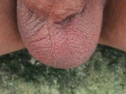 Twink balls outdoor in cold weather - close up balls and soft cock