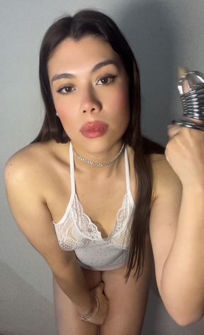 Chastity takes control in a femdom scene