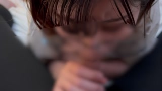 girl with glasses who does testicle licking and cock sucking