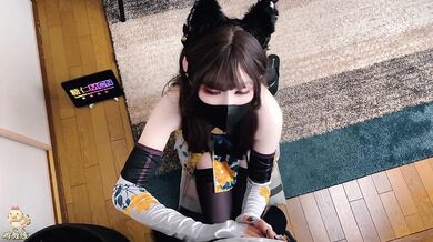 Kurumi’s kurumi cosplay footjob was too much for his cock to handle