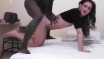 Skinny crossdresser takes big black cock bareback in amateur anal scene