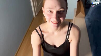 Busty Redhead 18yo Chokes Cock Guzzles Valentine's Cum Load