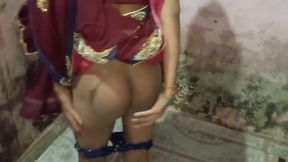 Screwing horny&#x1F975; Indian wife in her red saree, raw and loud sex extravaganza.