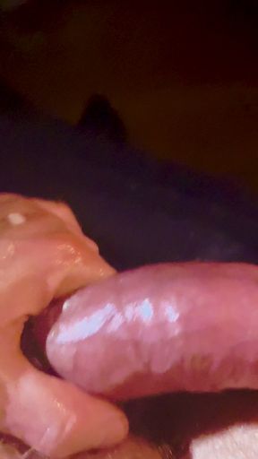 milking my greased up cock close up