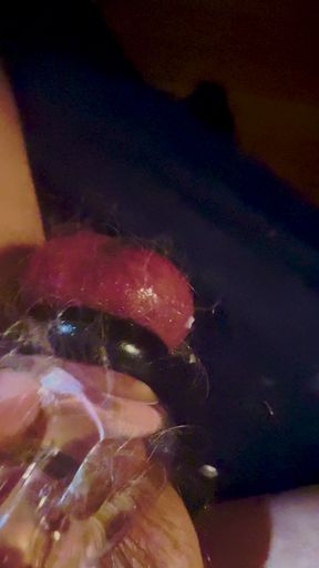 milking my greased up cock close up