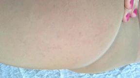 dani_leg in sexy tan pantyhose with polished toenails