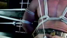 Bondage for hunk with tied up blue balls but he enjoys it