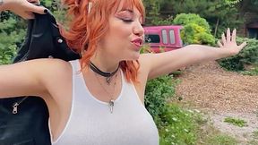 Redhead teen goes crazy over a real big cock POV
