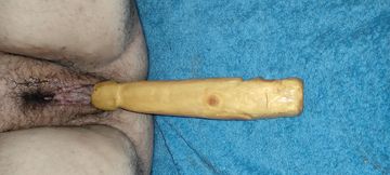 Wooden dildo in my girlfriend&#039;s cunt
