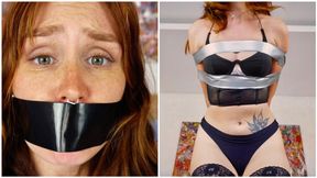 Rope & Tape Bondage Escape Fail – Jina’s Gagged Struggle in Fetish Lingerie 4K