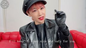 Chastity Belt Key Holding with Leather Mistress Hinako; POV-JOI (English Subtitles Included)