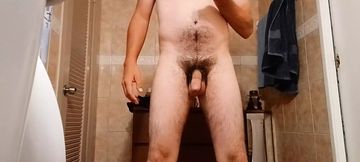 Bathroom cumshot