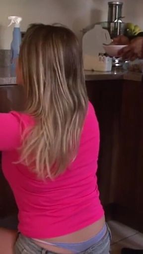 Big ass pornstar Victoria Summers fucked by a BBC dude Dru Hermes in the kitchen