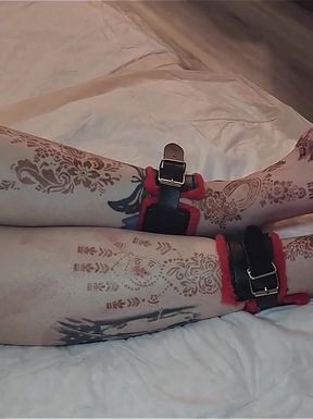 My Beautiful Size 13 Womens Feet and Long Legs Being Flogged and Whipped with a Belt and Crop While Tied Together with Manacles