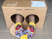 Surprise Delivery Series - Lucky magic cat ankle socks - Big Male Feet to Worship inside - Manlyfoot