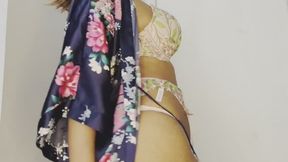 Sensual satin strip tease