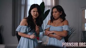 Seductive MILF Latina twins in erotic family taboo