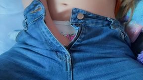 Masturbation in My Unicorn Panties Under My Jeans Then I Finger Myself and Dildo My Ass