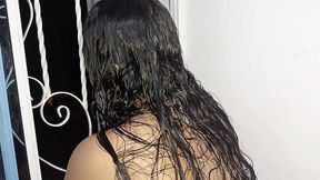 exhibiting myself in front of the street-facing window, my cuckold films me squirting and my wet pussy like a slut