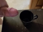 Filling a cup with cum part 2