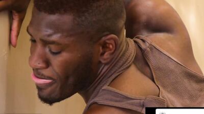 Black dude sucks his army buddy off and takes his big white dick