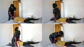 Chloe Smothers Her Slave With Her Leather Dress