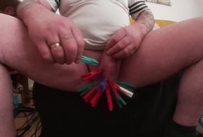 cock and balls get clothes pegs
