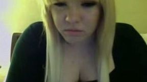 Chubby blonde webcam teen plays with her saggy tits