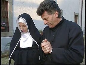 A dirty nun involved in an orgy with a shemale