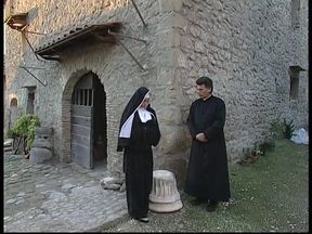 A dirty nun involved in an orgy with a shemale