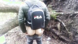 Ambling in the forest and urinating in the bushes