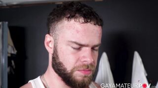 Sensual cock stroking in the locker room by bearded stud Marcus McNeill