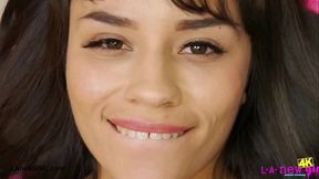 Elegant brunette model shows her sexy body