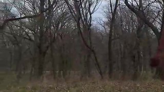 Wanking and shooting on picnic table in daylight