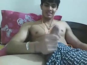 Uncut Indian Hunk Strokes His Big Cock on Webcam