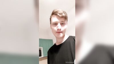 Twink, 18 Year Old jerks off in the kitchen and cums on the table