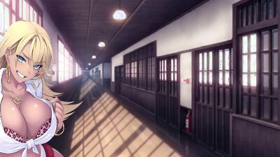 Blonde bombshell flaunts massive tits while teasing in a cartoon game