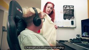 Step Son Fucks Step Mom Stuck in Washer - Hot Creampie Finish