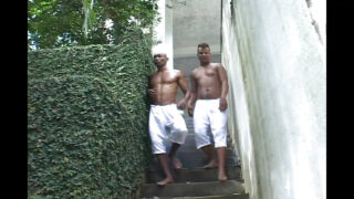 Zelfgemaakte amateurvideo van homoseksuele orale seks met een zwarte man, eindigend in een cumshot.