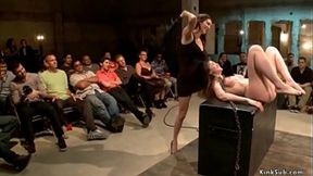 Submissive Brunette Publicly Whipped and Fucked