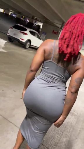 Cute ebony teen shows off her round ass