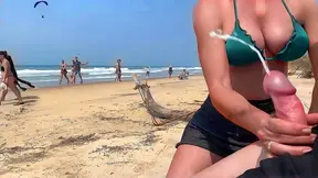 Busty Milf Strokes My Cock In Public, Draining My Balls For All To See
